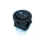 Переключатель клавишный KCD5-2-101 мини, круглый 15мм, 3А, 2pin, Black