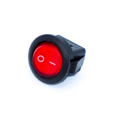 Переключатель клавишный KCD5-2-101 мини, круглый 15мм, 3А, 2pin, Red