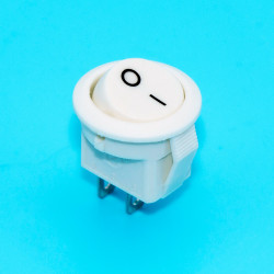 Переключатель клавишный KCD5-2-101 мини, круглый 15мм, 3А, 2pin, White