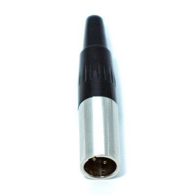 Штекер mini XLR 3pin, корпус металевий, пайка на кабель