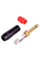 Штекер 6.3мм моно Gold, HQ, корпус чорний металевий, з гумовим введенням, т. 2