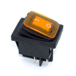 Перемикач широкий KCD4-201NW, IP54, 16A, 4pin, led 220V, waterproof, Yellow