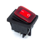 Перемикач широкий KCD4-201NW, IP54, 16A, 4pin, led 220V, waterproof, Red